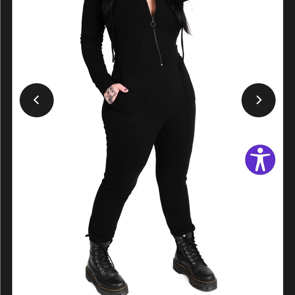 FOXBLOOD Jesse jumper Black Zip-Front Jumpsuit with Pockets